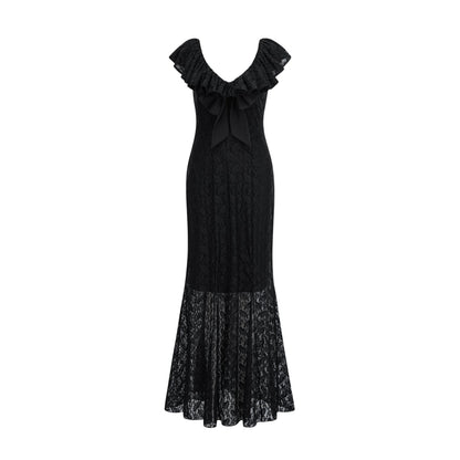 Roseline ruffledtrim florallace gown