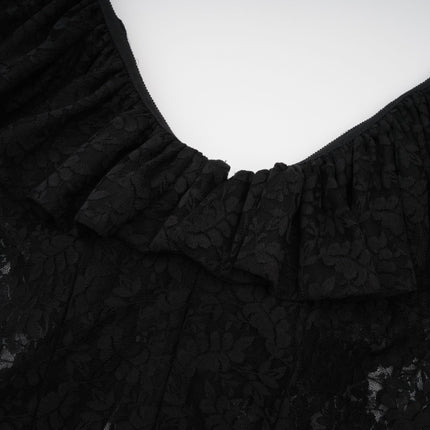 Roseline ruffledtrim florallace gown