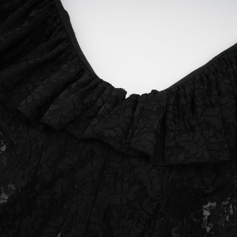 Roseline ruffledtrim florallace gown