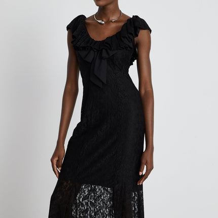 Roseline ruffledtrim florallace gown