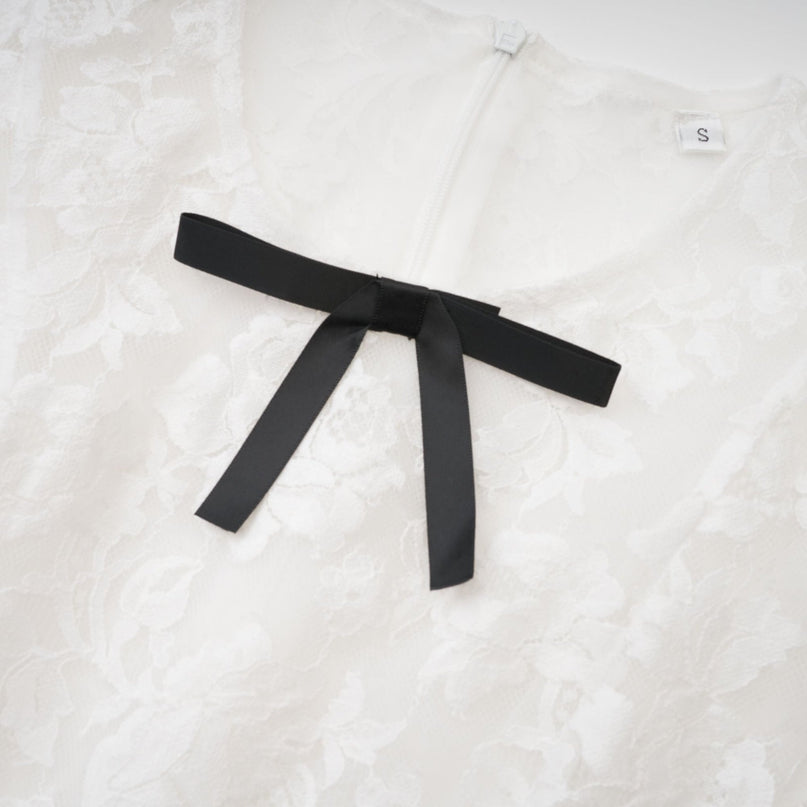 Rosetta White Guipure Lace Bowknot Sleeveless Dress