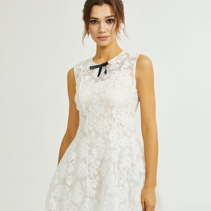 Rosetta White Lace Bowknot Sleeveless Dress