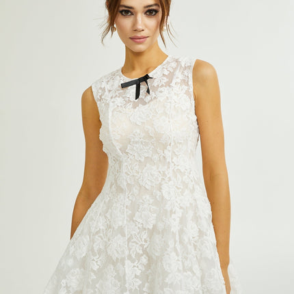 Rosetta White Lace Bowknot Sleeveless Dress