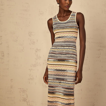 Rosetta Yellow Crochet Knit Midi Dress