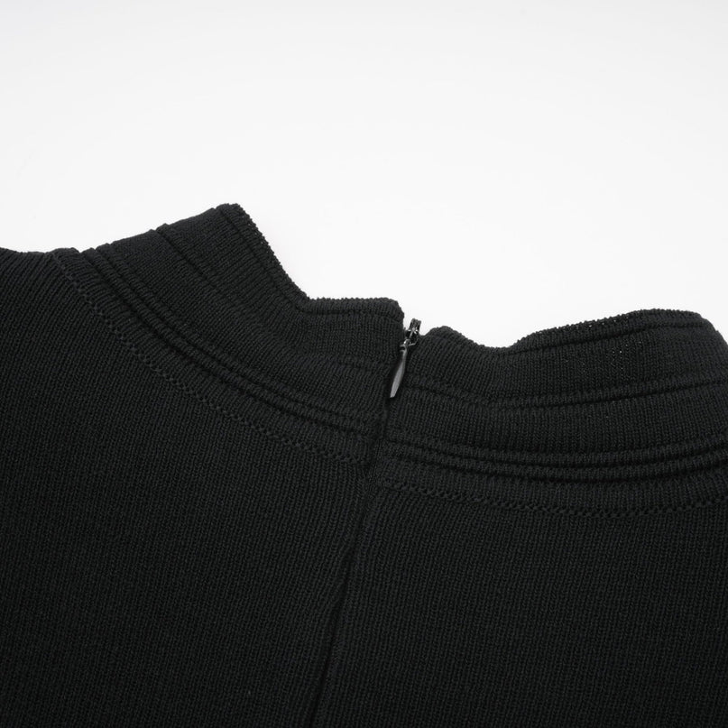 Rossella Black Tiered Ruffled Mini Dress Viscose Nylon Long Sleeves Round Neck Embellished Knit Construction