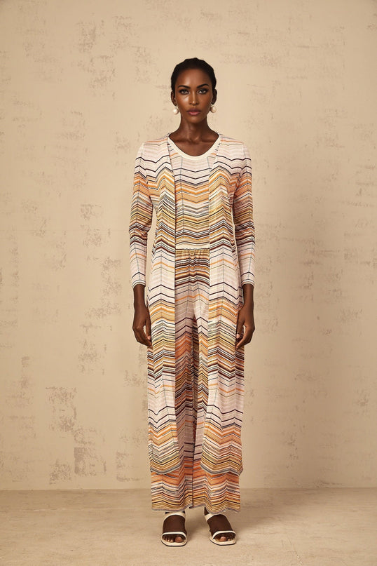 Rossella Neutrals Stripe Knit Cardigan