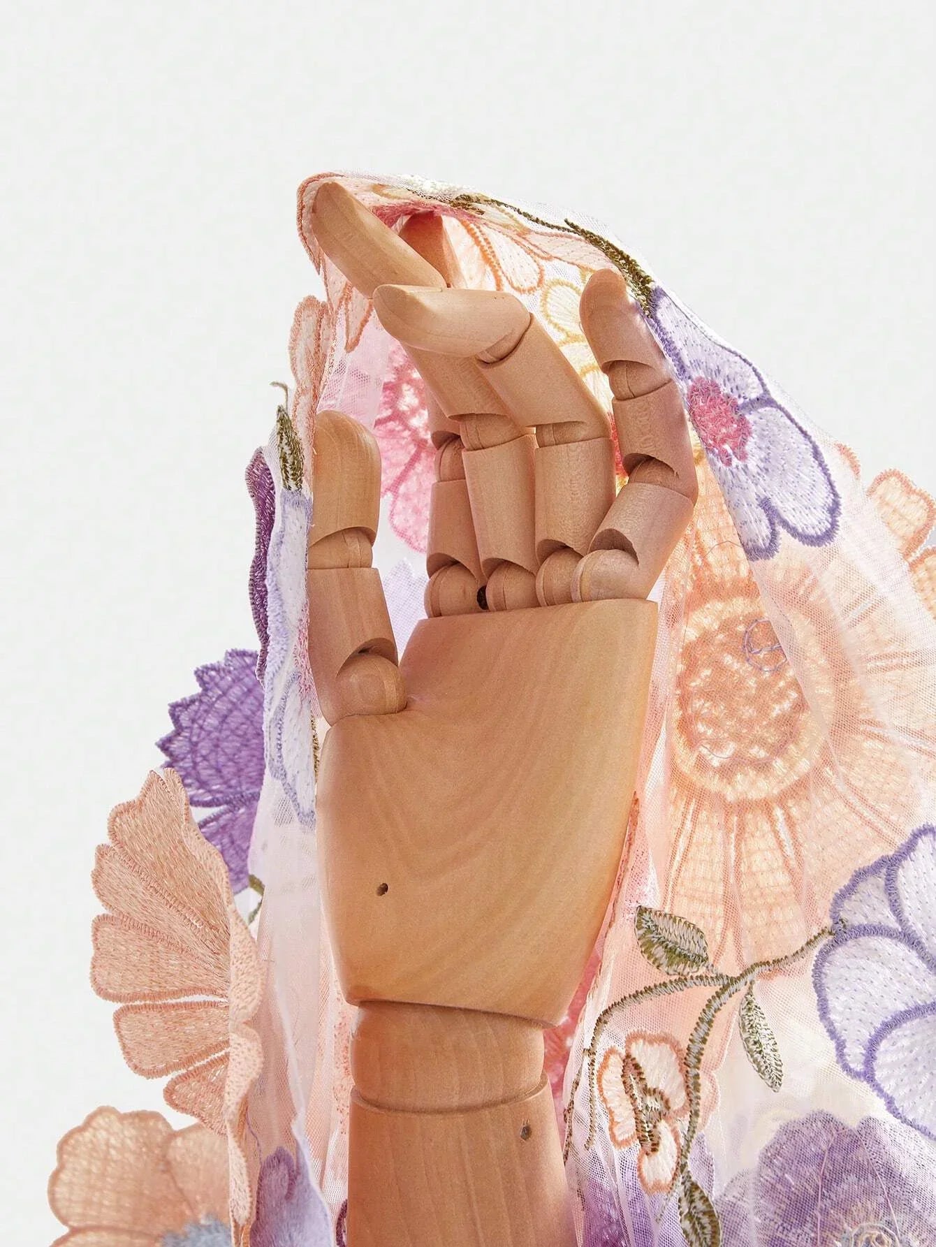 Round Neck Long Sleeve Split 3D Floral SemiSheer Double Layer Holiday Casual Dress