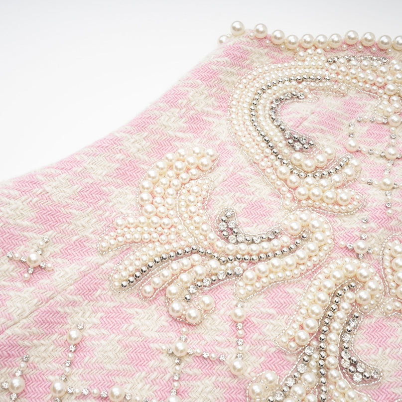 Rowan Pink Halterneck Mini Dress with Faux Pearl Embellishment