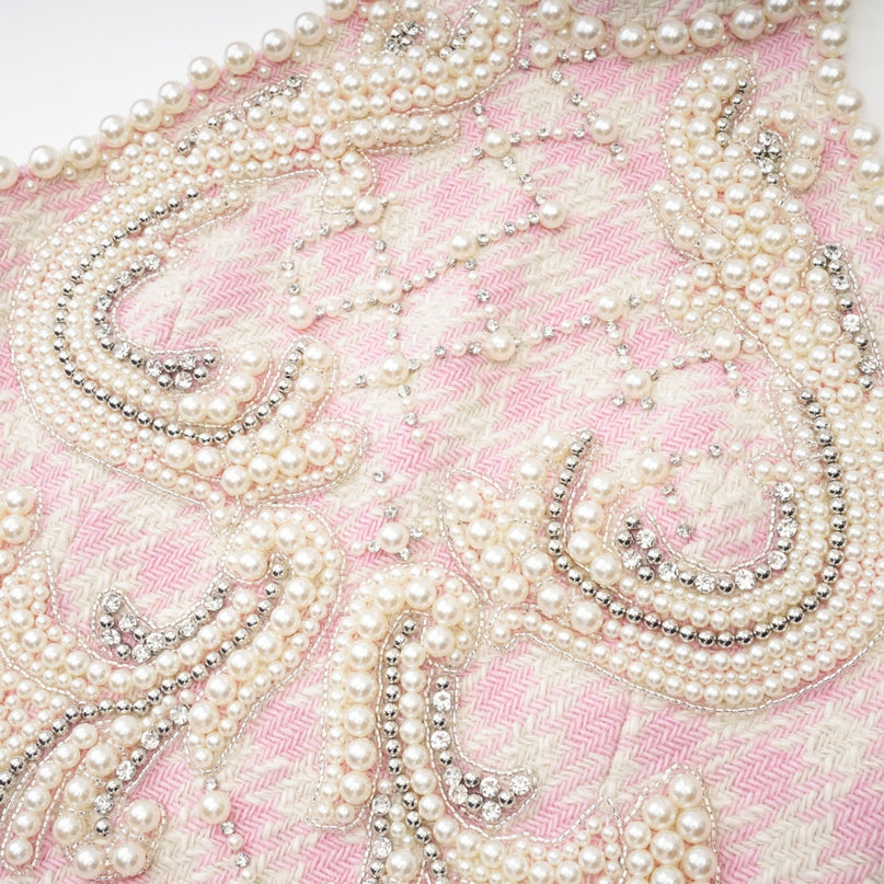 Rowan Pink Halterneck Mini Dress with Faux Pearl Embellishment