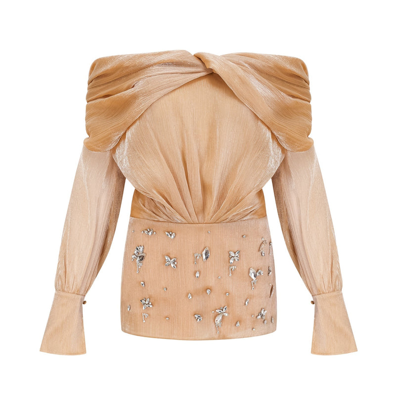 Ruby Gold Crystal Embellished Mini Dress