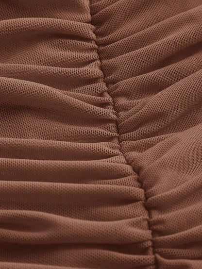 Ruched Mesh Cami Bodycon Summer Short Dress