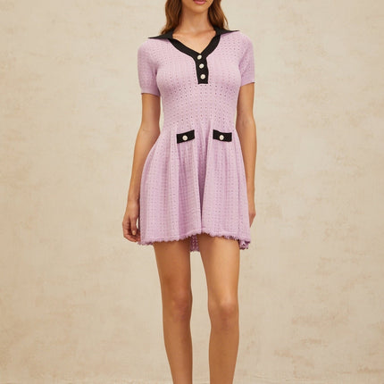 Rylan Purple Mini Dress Pointelle Knit Night Out