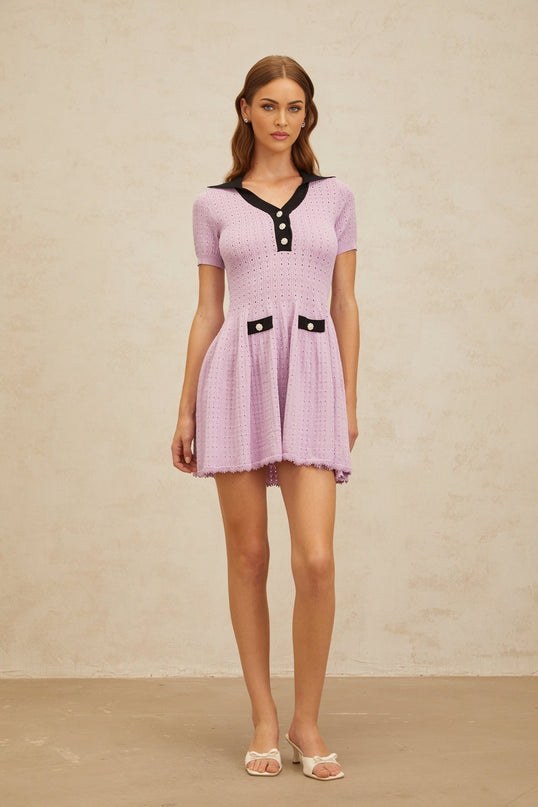 Rylan Purple Mini Dress Pointelle Knit Night Out