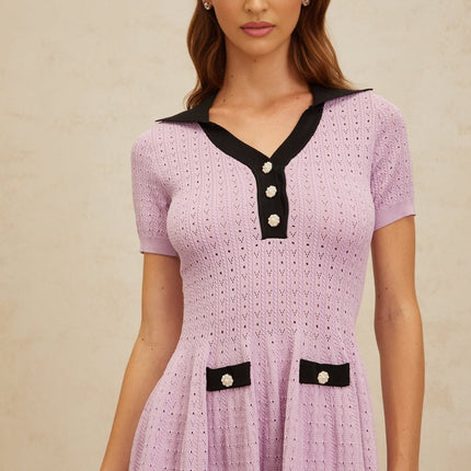 Rylan Purple Mini Dress Pointelle Knit Night Out