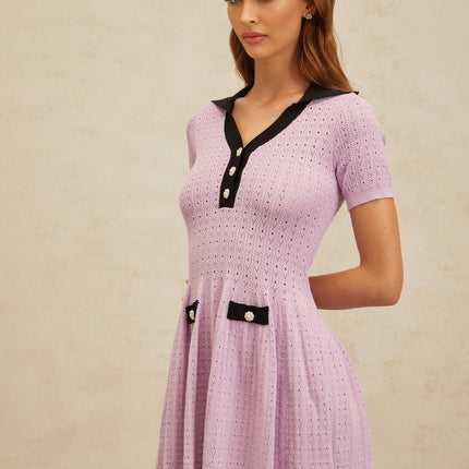 Rylan Purple Mini Dress Pointelle Knit Night Out