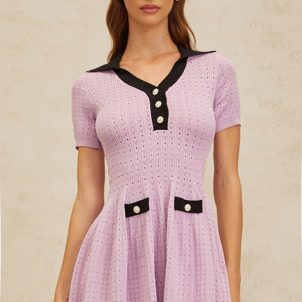 Rylan Purple Pointelle Knit Mini Dress Night Out