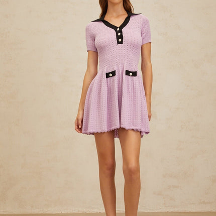 Rylan Purple Pointelle Knit Mini Dress Night Out