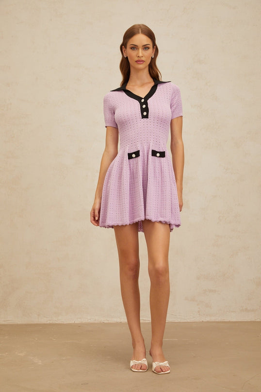 Rylan Purple Pointelle Knit Mini Dress Night Out