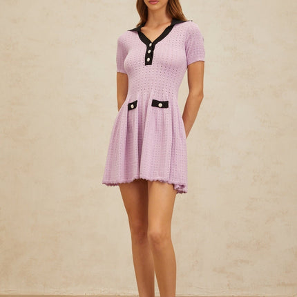 Rylan Purple Pointelle Knit Mini Dress Night Out