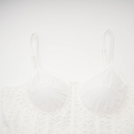 Rylan White Midi Dress with Spaghetti Straps and Cut-Out Details