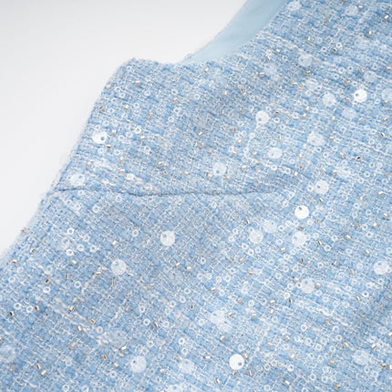 Rylee Blue Tweed Sequin Embellished Mini Dress
