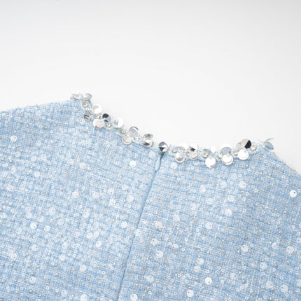 Rylee Blue Tweed Sequin Embellished Mini Dress
