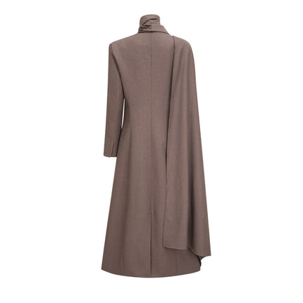 Rylee Brown Trench Coat with Scarf Detailing and Front Button Fastening