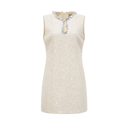 Rylee White Tweed Sequin Embellished Mini Dress