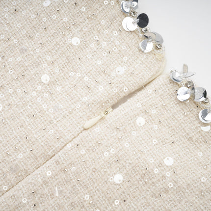 Rylee White Tweed Sequin Embellished Mini Dress
