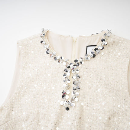 Rylee White Tweed Sequin Embellished Mini Dress
