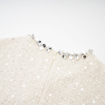 Rylee White Tweed Sequin Embellished Mini Dress