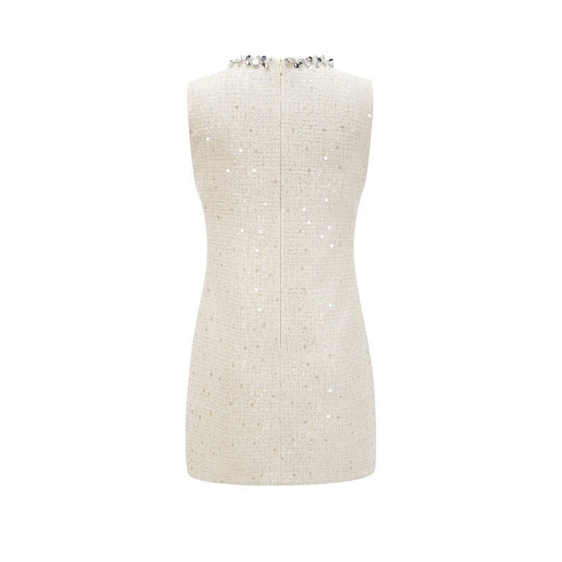Rylee White Tweed Sequin Mini Dress Embellished