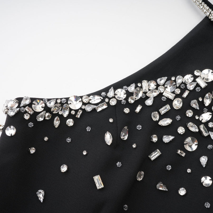 Sabina Black Choker Embellished Mini Dress