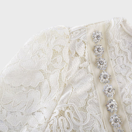 Sabrina White Crystal Embellished Midi Dress