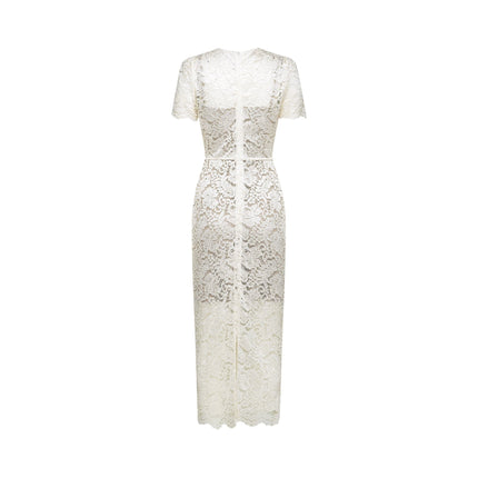 Sabrina White Crystal Embellished Midi Dress