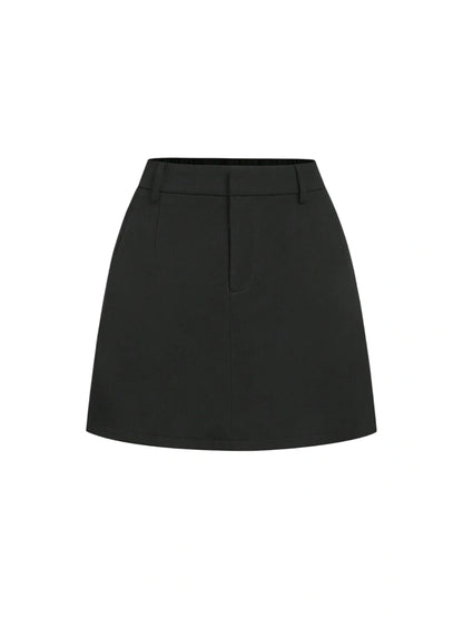 Saia Preta Simples de Cintura Baixa Versátil Saia Elegante e Versátil Roupa de Dia dos Namorados