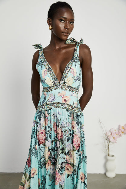 Saira tieshoulder midi dress