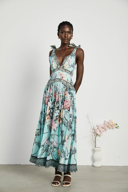Saira tieshoulder midi dress