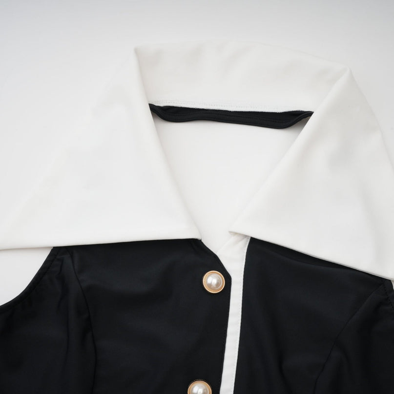 Samantha Black Maxi Dress with Faux-Pearl Embellishments and Button Detailing