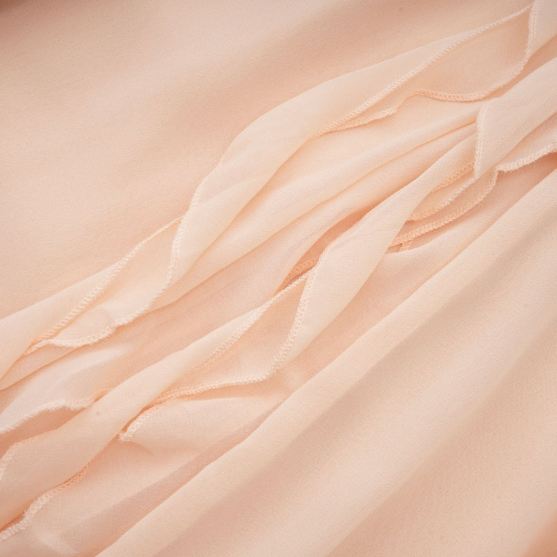 Samantha Neutrals Halter-neck Maxi Dress with Ruffled Trim and Faux Flower Embellishment