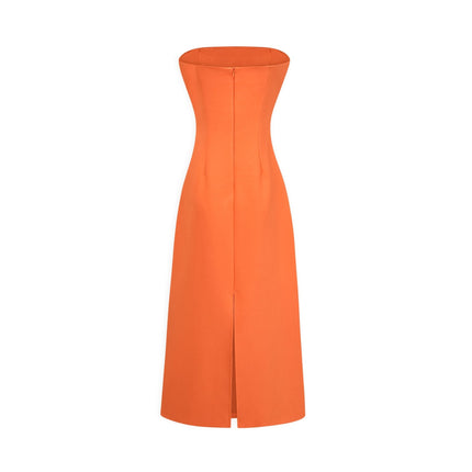 Samantha Orange Floral Embroidered Sequin Midi Dress