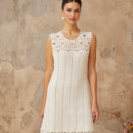 Samantha White Crochet Floral Mini Dress