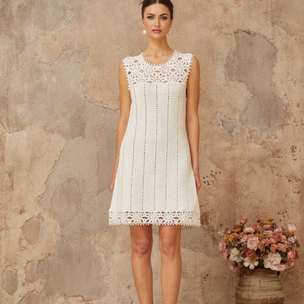 Samantha White Crochet Floral Mini Dress