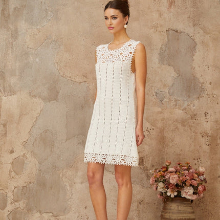 Samantha White Crochet Floral Mini Dress