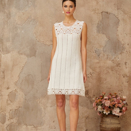 Samantha White Crochet Floral Mini Dress