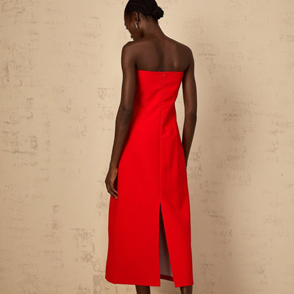 Samara Red Floral Embroidered Sequin Midi Dress