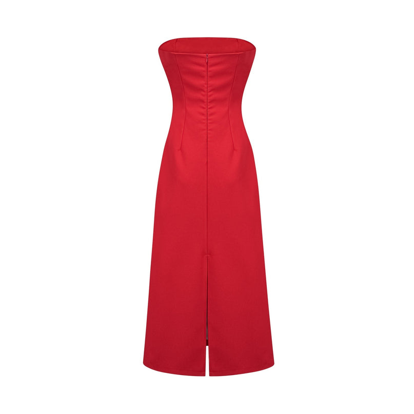 Samara Red Floral Embroidered Sequin Midi Dress