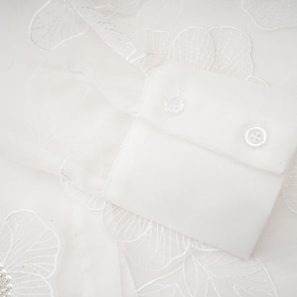 Sandra Crystal Embellished Sheer Shirt White