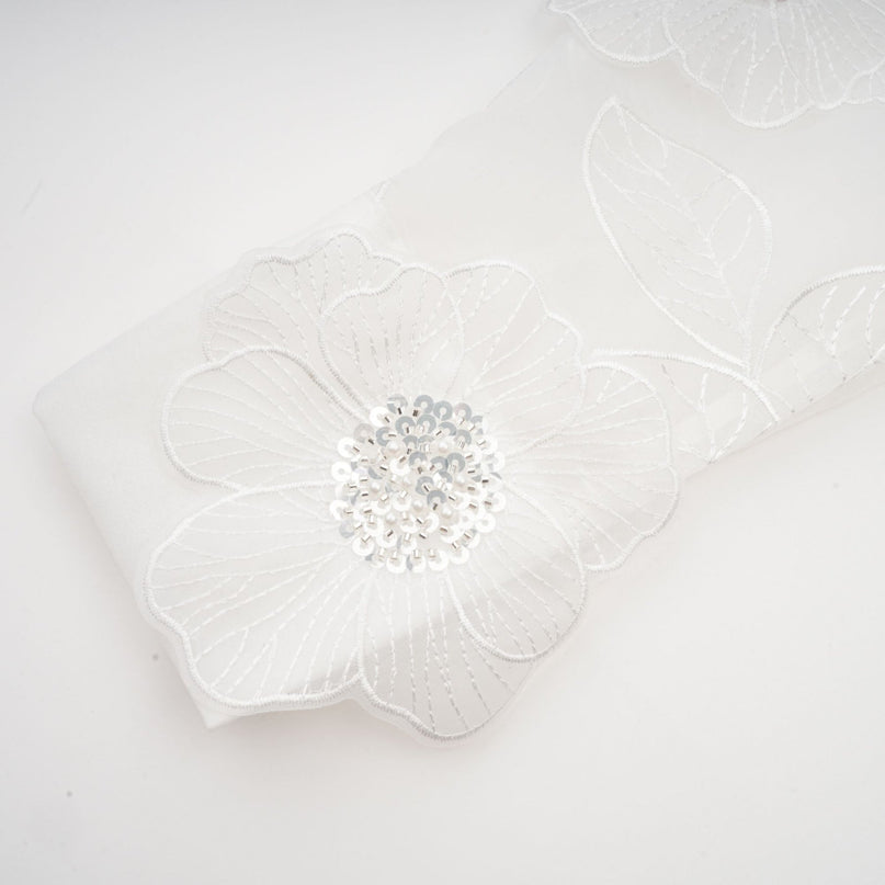 Sandra White Crystal Embellished Sheer Shirt