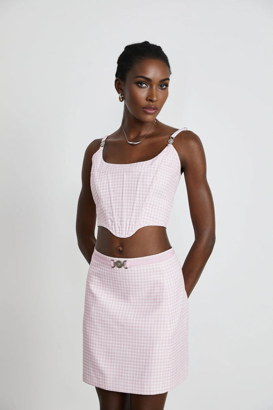 Sandrine ginghamcheck top  skirt matching set